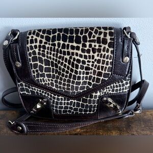Rebecca Minkoff Crossbody Shoulder Bag – Leather & Croc-Embossed Calf Hair